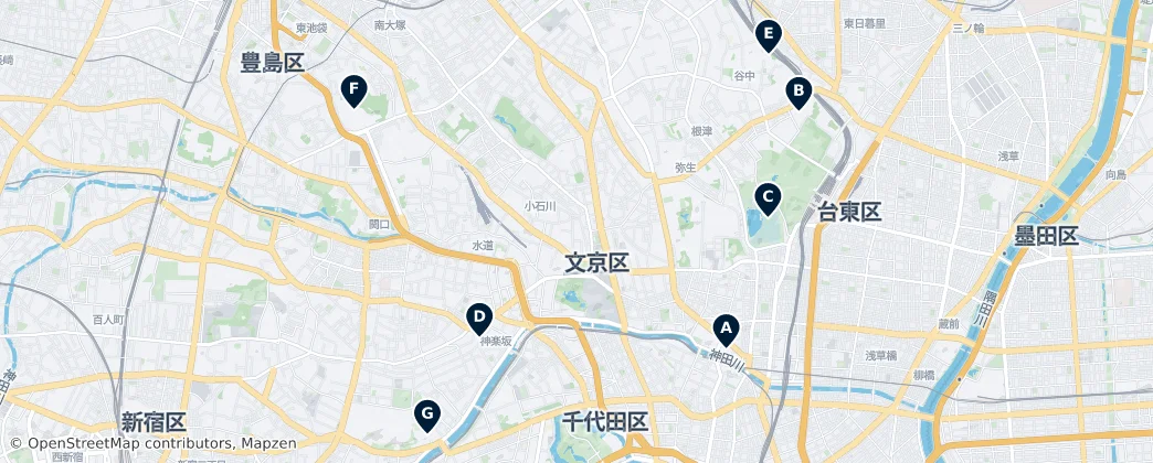 Map of Bunkyō
