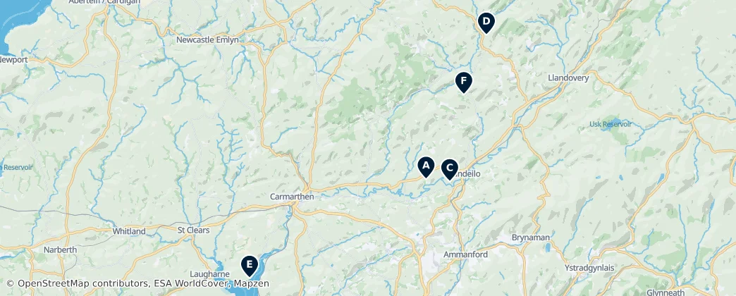 Map of Carmarthenshire