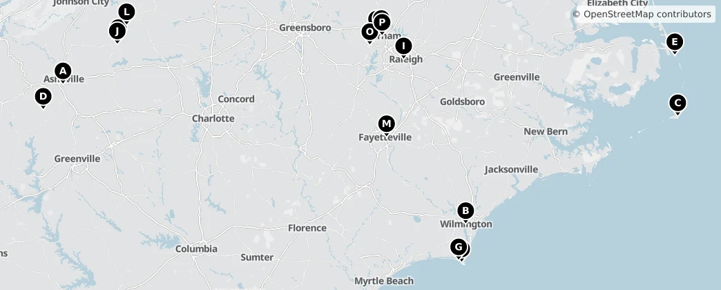 Map of Caroline du Nord