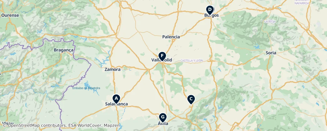 Map of Castille-et-León