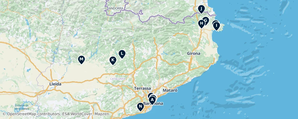 Map of Catalogne