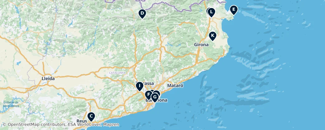 Map of Catalogne