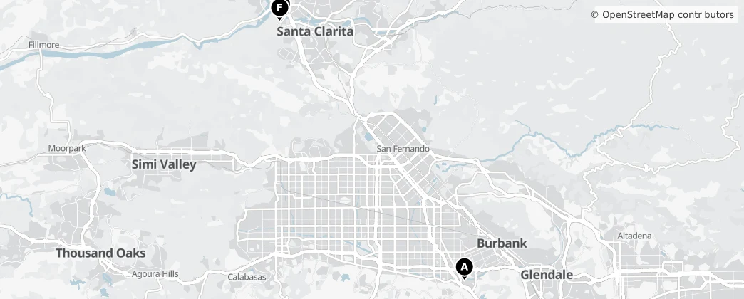 Map of Comté de Los Angeles
