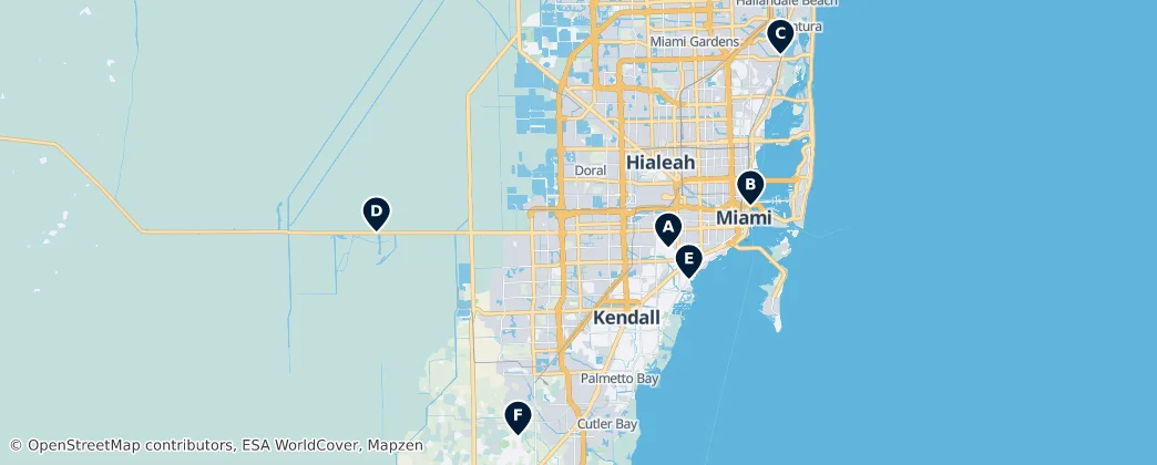 Map of Comté de Miami-Dade