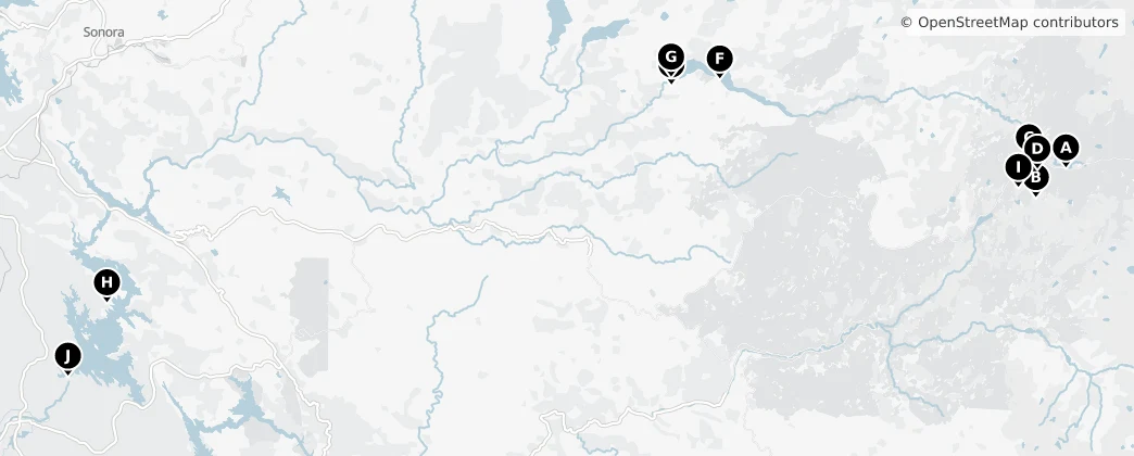 Map of Comté de Tuolumne