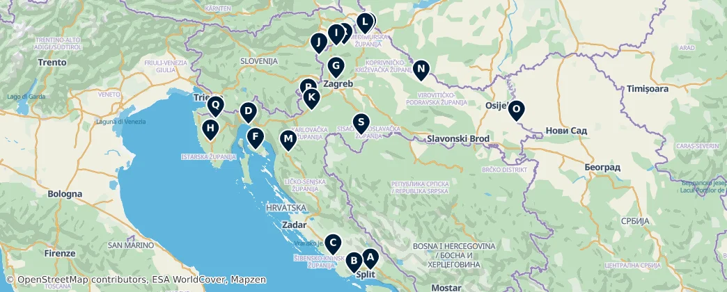 Map of Croatie