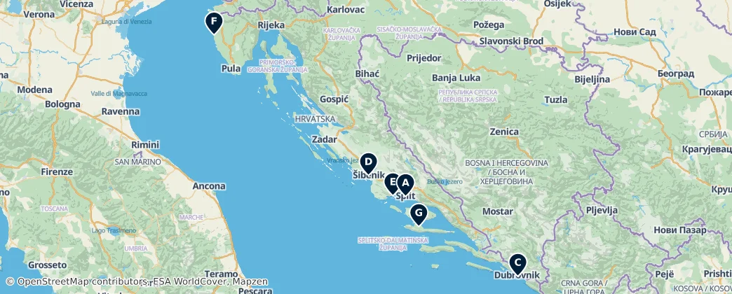 Map of Croatie