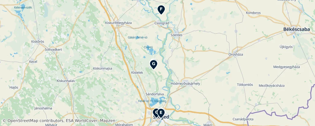 Map of Csongrád-Csanád