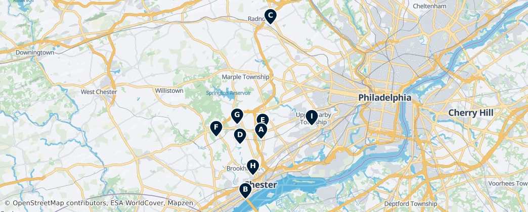 Map of Comté de Delaware