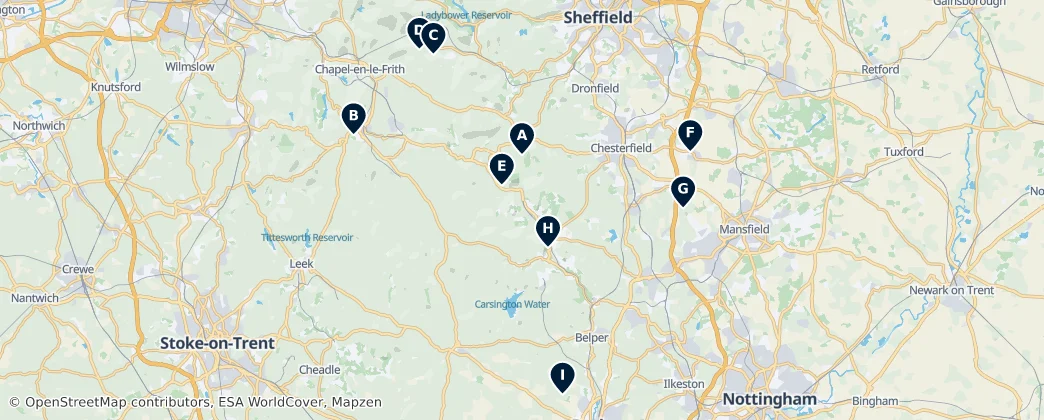 Map of Derbyshire