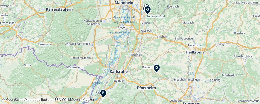 Map of District de Karlsruhe