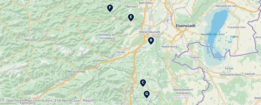 Map of District de Wiener Neustadt-Land