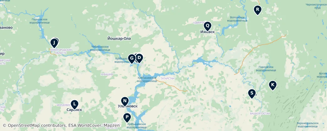 Map of District fédéral de la Volga