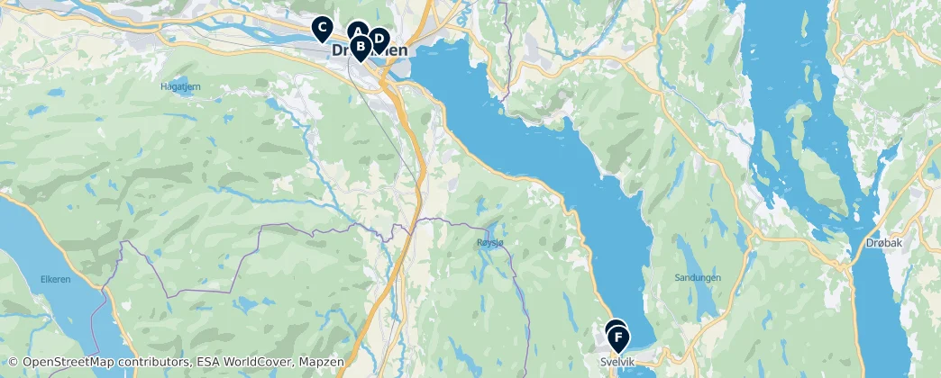 Map of Drammen
