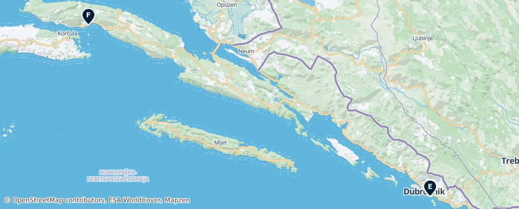 Map of Comitat de Dubrovnik-Neretva