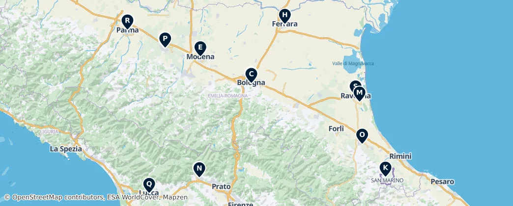 Map of Émilie-Romagne
