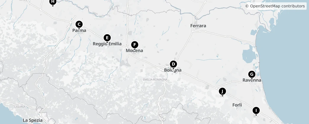 Map of Émilie-Romagne