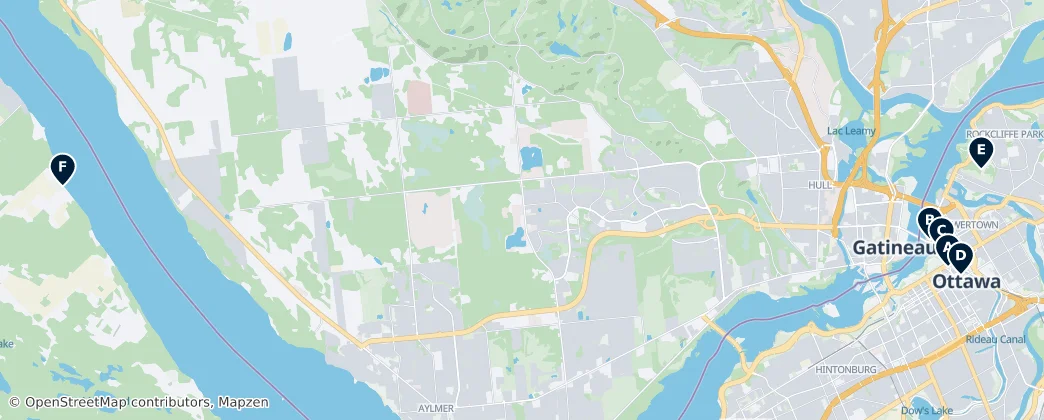 Map of Est de l'Ontario
