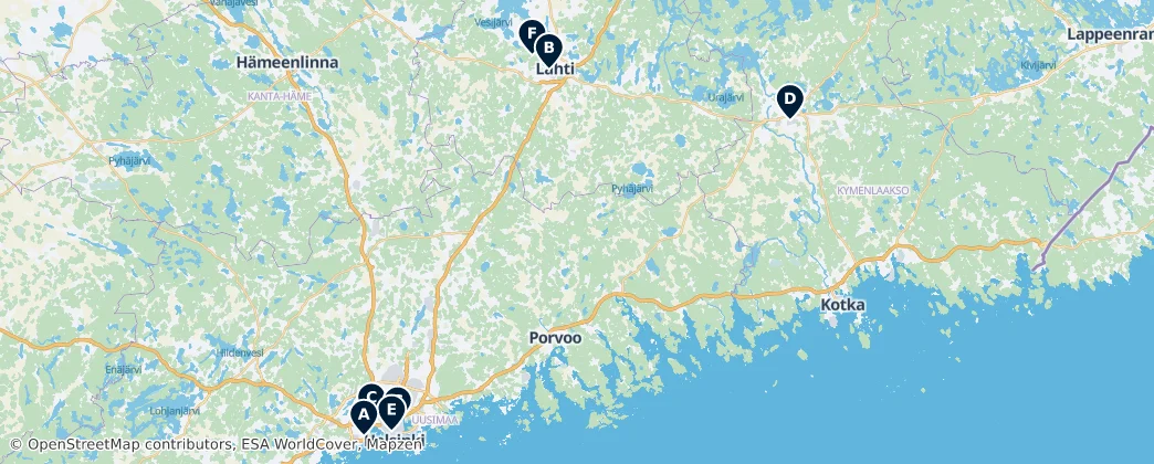 Map of Etelä-Suomi