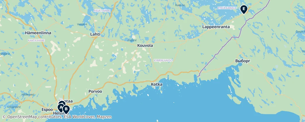 Map of Etelä-Suomi