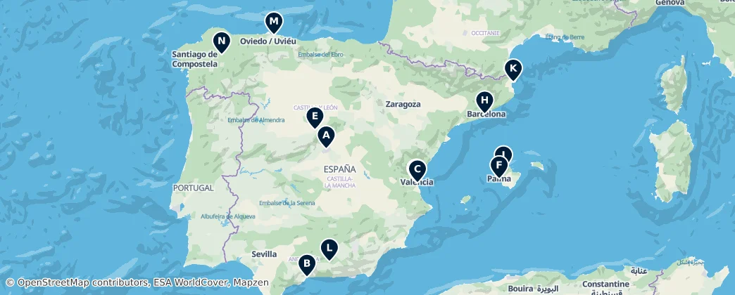 Map of Europe/Madrid Timezone