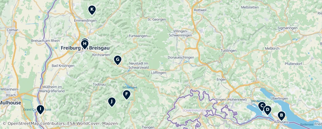 Map of District de Fribourg-en-Brisgau