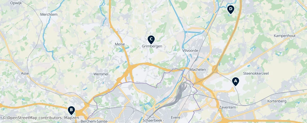 Map of Arrondissement administratif de Hal-Vilvorde