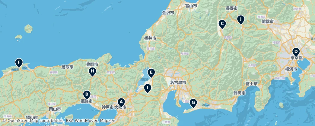 Map of Honshū