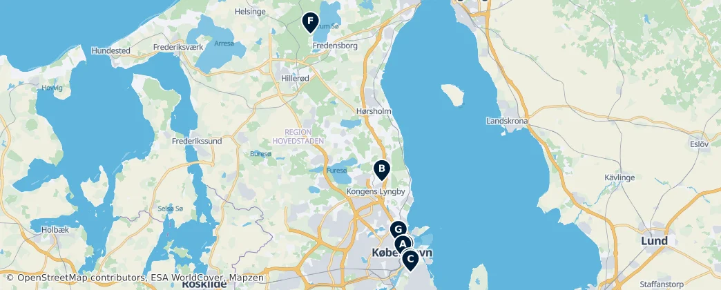Map of Hovedstaden