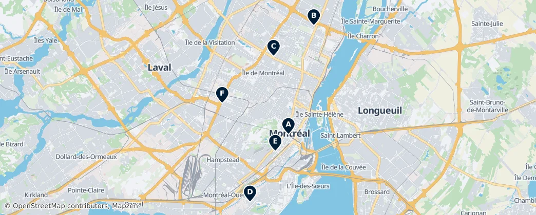 Map of Île de Montréal