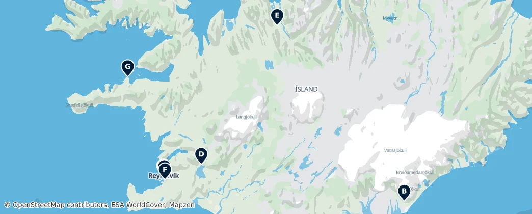 Map of Ísland