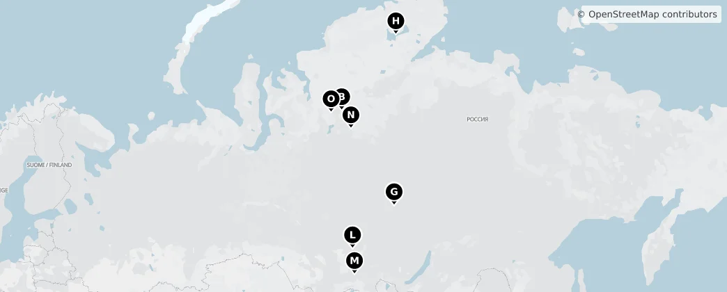 Map of Kraï de Krasnoïarsk