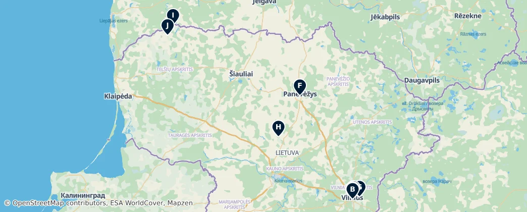 Map of Lithuania (land mass)