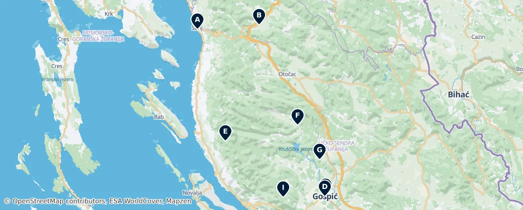 Map of Comitat de Lika-Senj