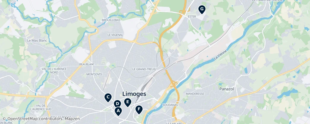 Map of Limoges