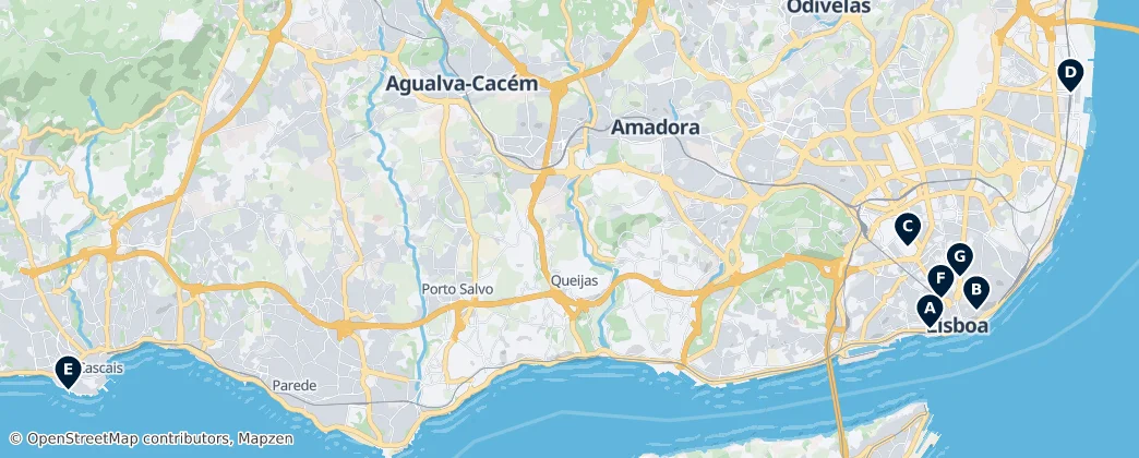 Map of Région métropolitaine de Lisbonne