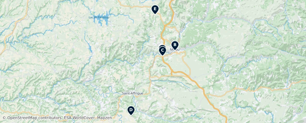 Map of Arrondissement de Millau
