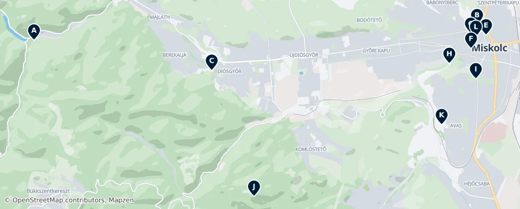 Map of Miskolc
