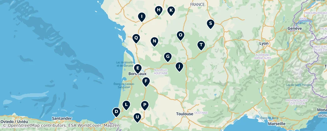 Map of Nouvelle-Aquitaine