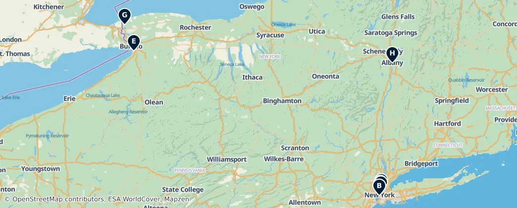 Map of État de New York