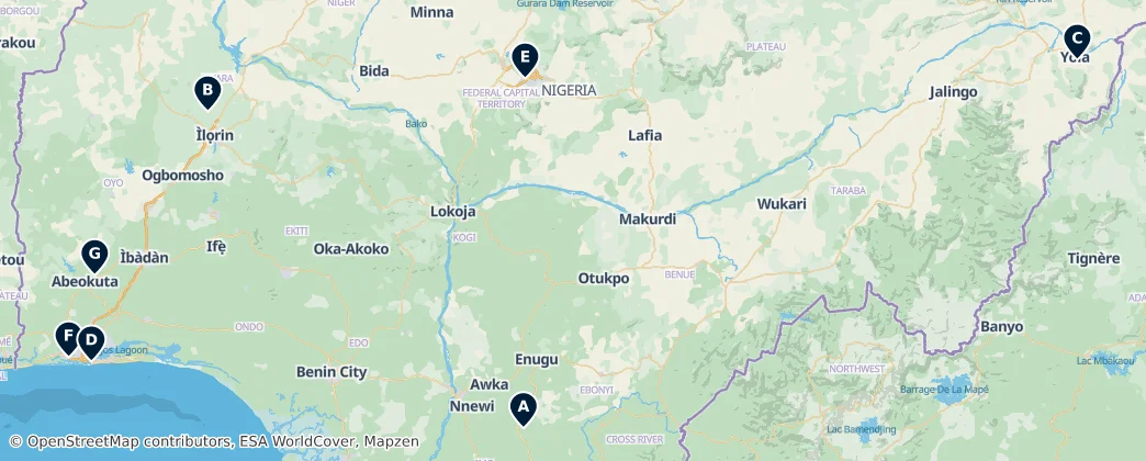 Map of Nigéria