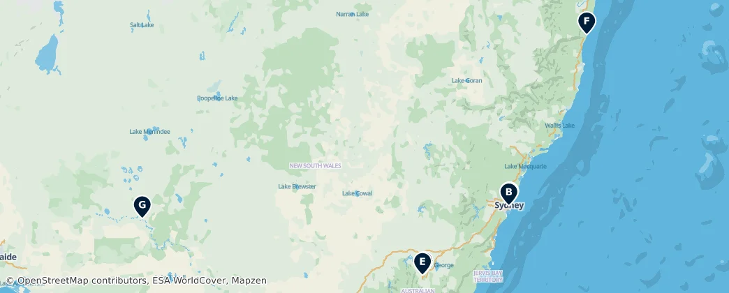 Map of Nouvelle Galles du Sud