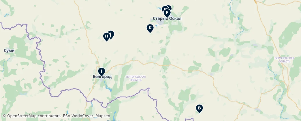Map of Oblast de Belgorod