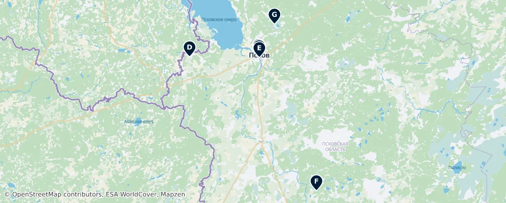 Map of Oblast de Pskov