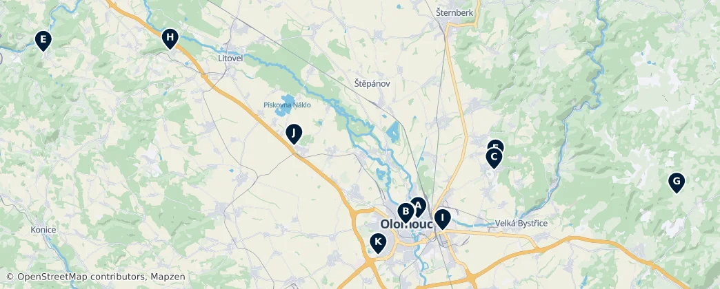 Map of District d'Olomouc