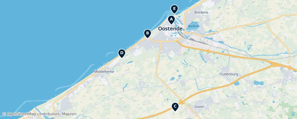 Map of Arrondissement administratif d'Ostende