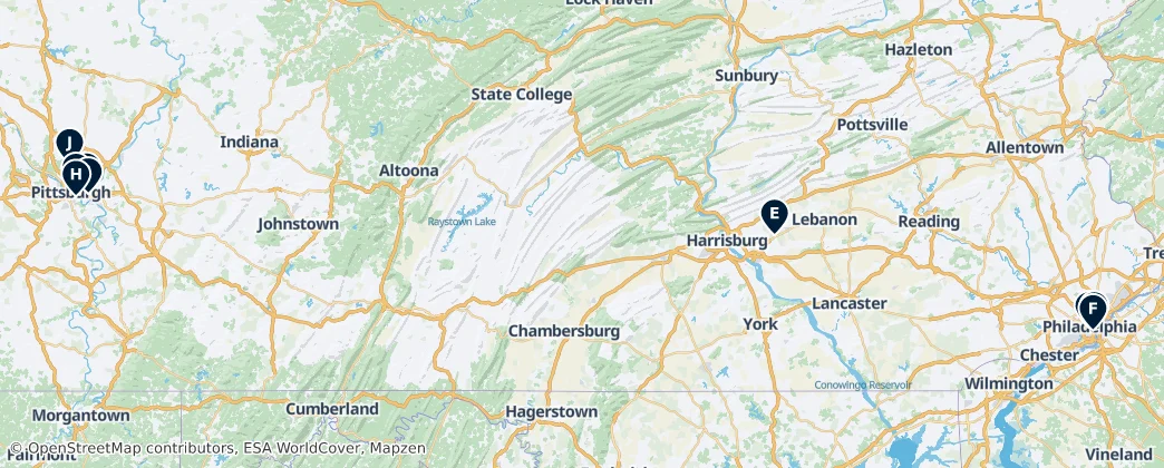 Map of Pennsylvanie