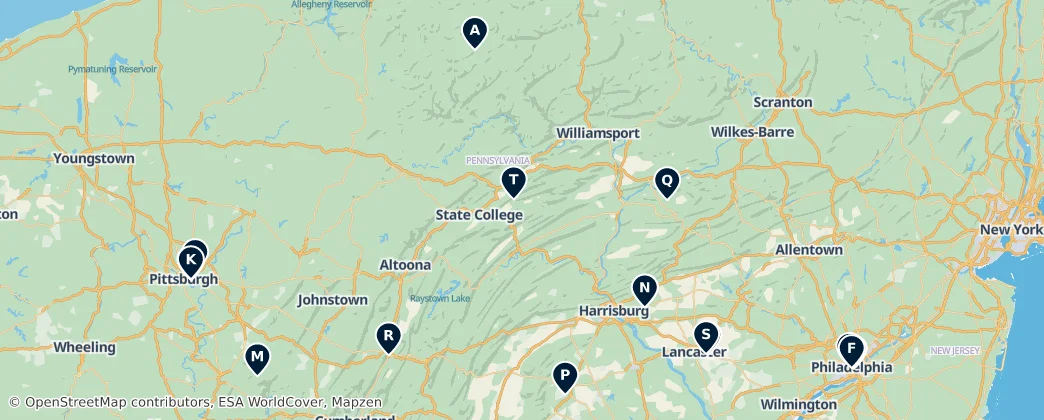 Map of Pennsylvanie