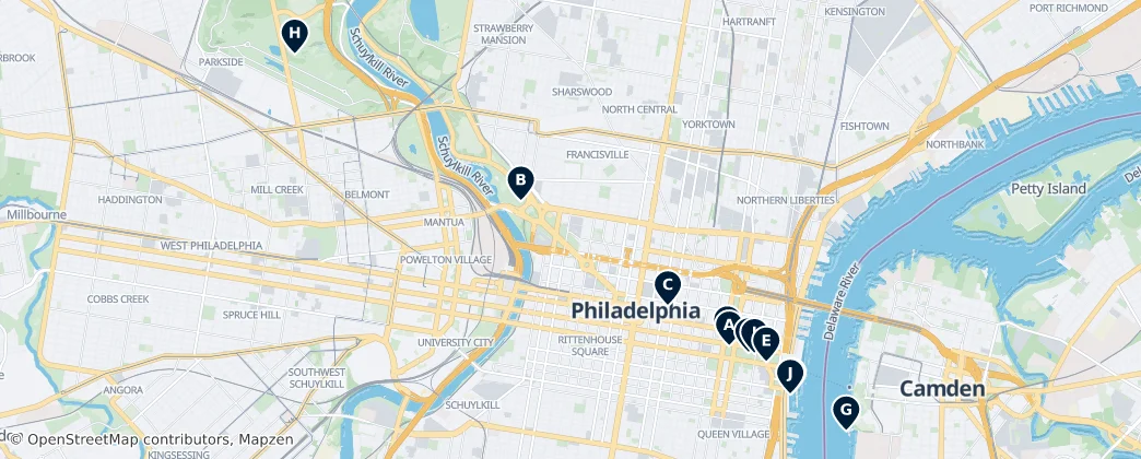 Map of Philadelphie