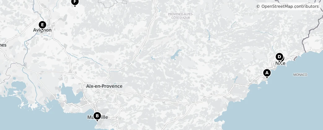 Map of Provence-Alpes-Côte d'Azur